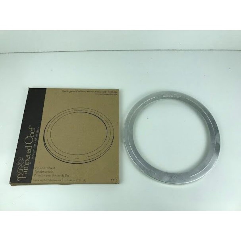 The Pampered Chef Baking 10 inch Pie Crust Shield Silver Made In USA Ships Fast